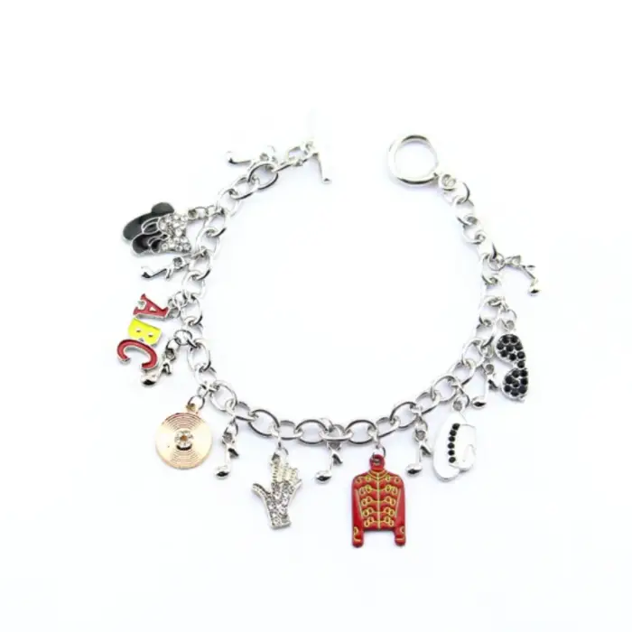Bracelet de danseuse Pop Rock Roll, chanteur classique éternel, chapeau de danse, gant, breloque, bi