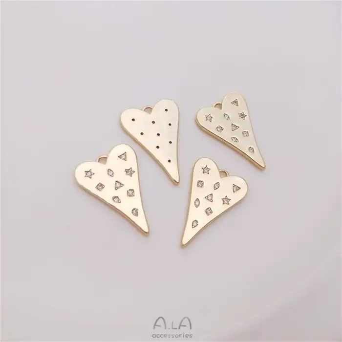 Pendentif coeur 14K paquet d'or véritable Micro-incrusté Zircon pendentif en forme d'amour Bracelet