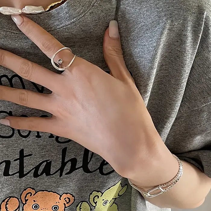 Bague de fiançailles en argent regardé 925 pour femmes et couples, bijoux créatifs, creux, géométriq