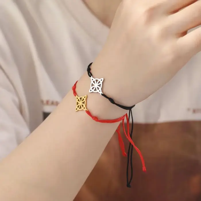LIKGREAT Bracelet noeud de sorcière irlandaise pour femmes hommes noeud celtique corde tissée bijoux acier inoxydable amulette Talisman cadeau d'anniversaire