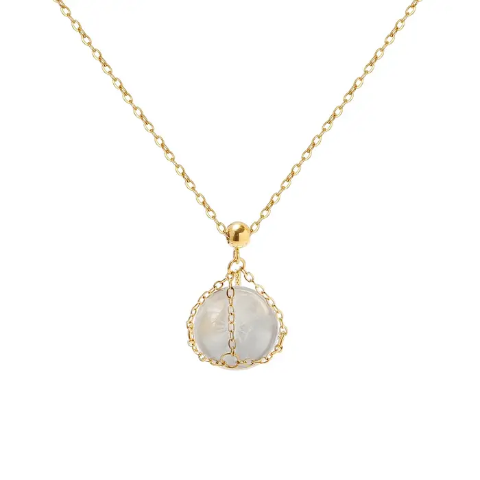 Boucle de cristal plaquée or 18 carats collier avec pendentif acier inoxydable pour femmes occasions spéciales mariage demoiselle d'honneur