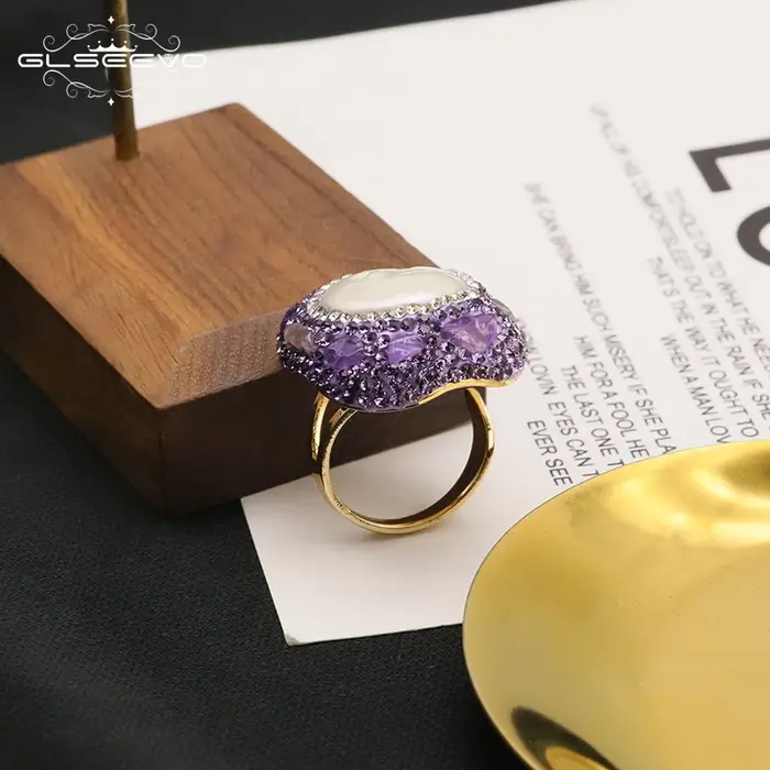 Bague Vintage en Perles d'Eau Douce Baroques Naturelles pour Femme