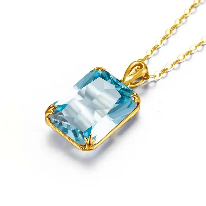 Collier pendentif aigue-marine pour femme