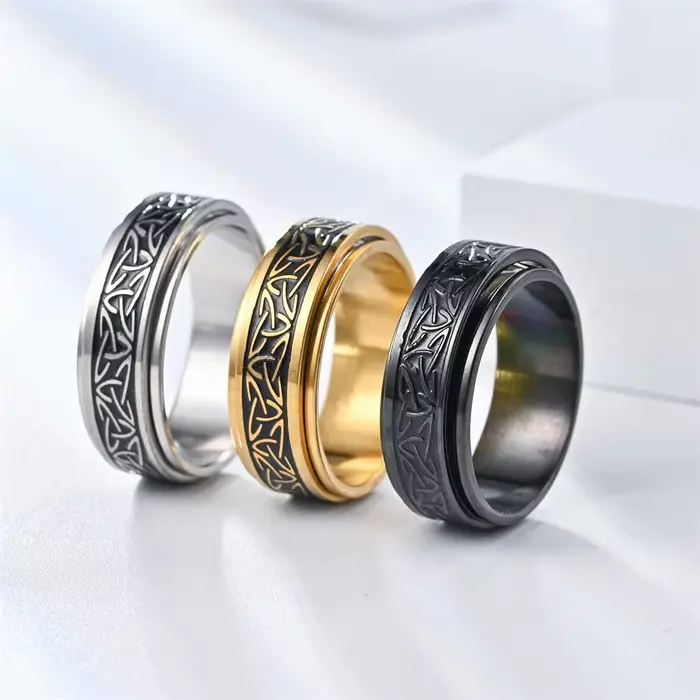 Anneau en acier inoxydable vintage viking celtique noeud rune rotatif pour hommes occasions spéciales cadeau romantique