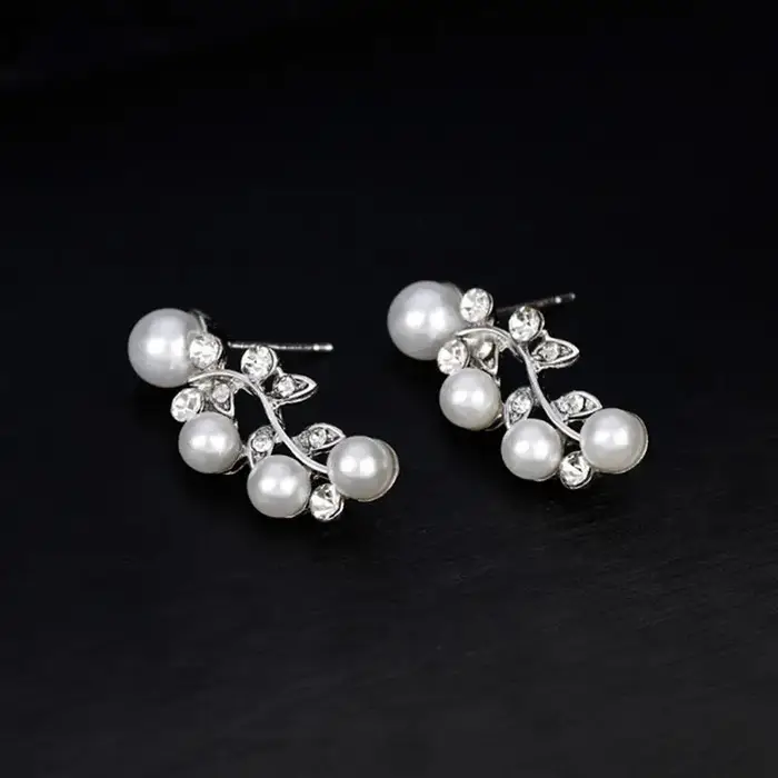 Ensemble de bijoux en perles cristal avec motifs de plante pour femmes occasions spéciales mariage