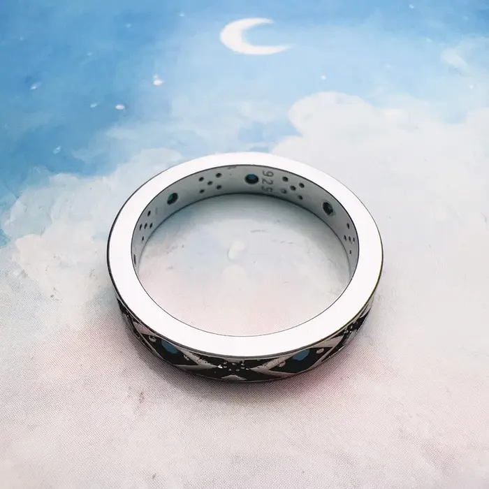 Bague bleue en argent Sterling 925