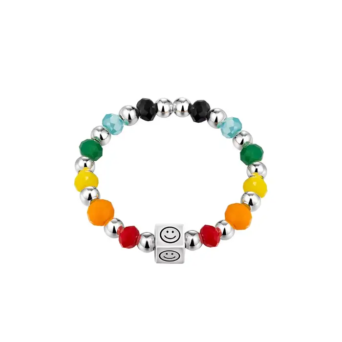 ANENJERY carré coeur couleur arc-en-ciel perlé bague femme mignon Index bague femme anel