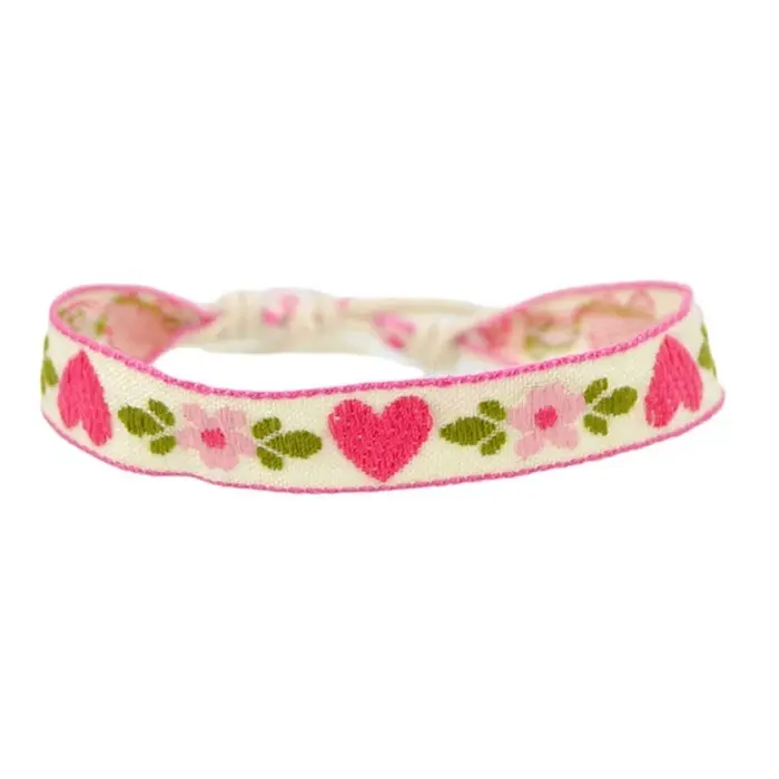 Bracelet tissé à fleurs fraises douces