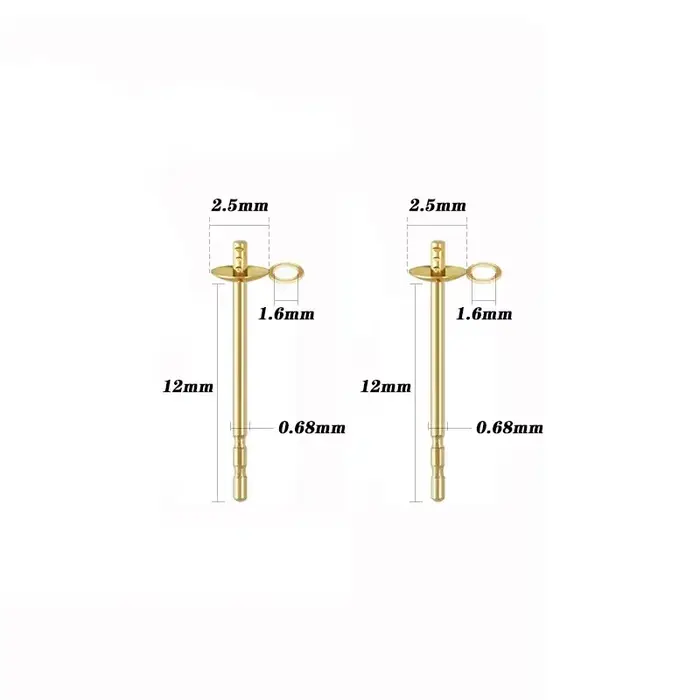 Perle rempli d'or 14K avec tige d'anneau, tasse de 2.5/3/4/5mm, Double encoche, boucle d'oreille, ve