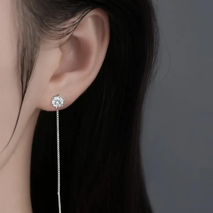 Boucles d'oreilles en argent sterling 925 avec zircon pour femmes, bijoux classiques pour mariage et fiançailles