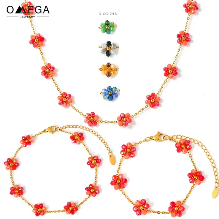 Ensemble de bijoux en acier inoxydable plaqué or pour femme