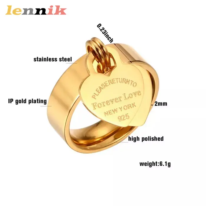 LENNIK bague d'amour pour toujours amour mode lumière luxe coeur de pêche lettre accessoires plaqué or