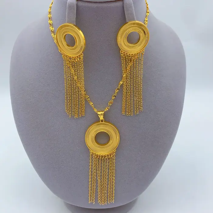 Parures de bijoux XuHuang couleur or africain, collier, boucles d'oreilles, bague à pampilles, pour 
