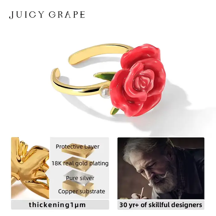 Bague fleur Rose pour femmes