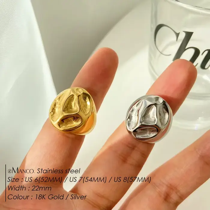 EManco nouveau Design dôme anneau géométrique anneaux pour femmes Simple élégant Texture doigt bijoux étanche fabricants en gros