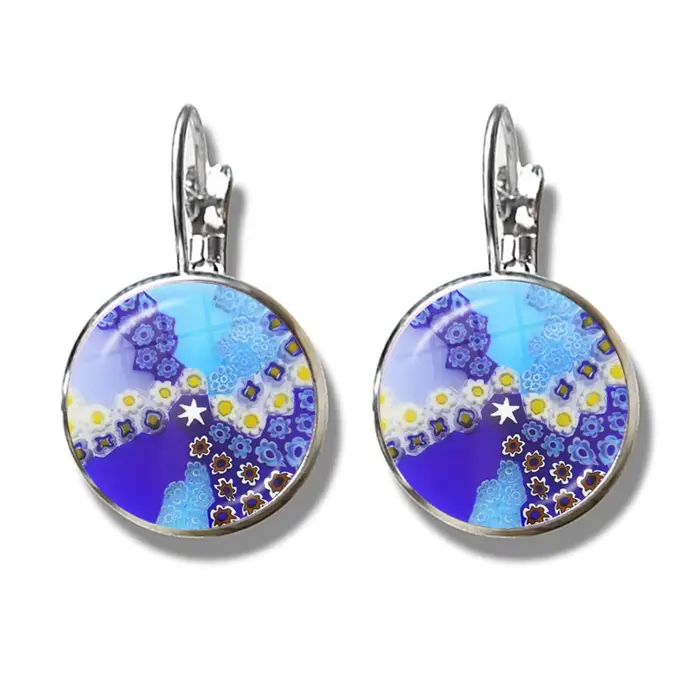 Boucles d'oreilles Murano Millefiori multicolores pour femmes style handmade verre rond occasions spéciales cadeau fantastique