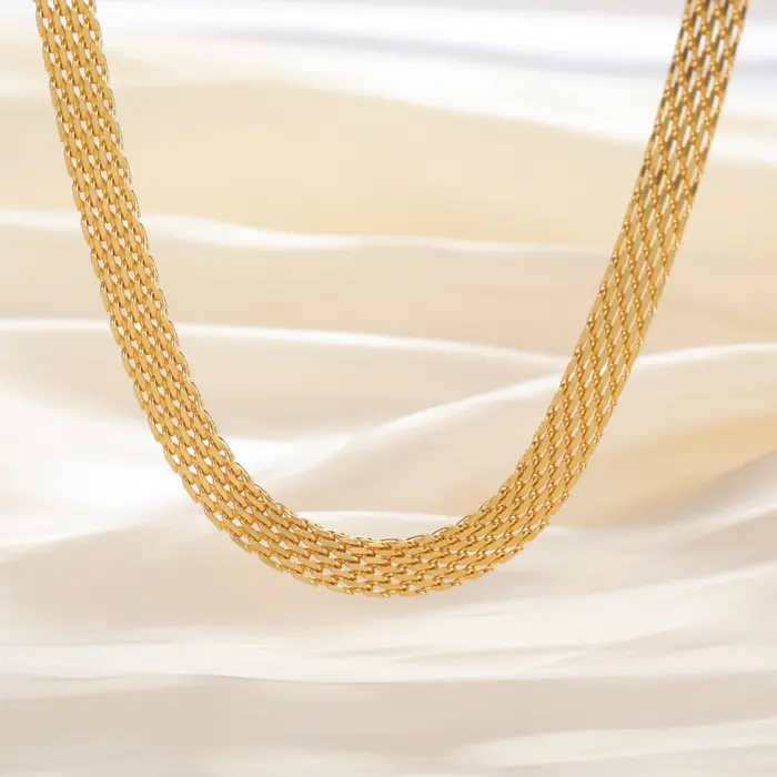 Amaxer acier inoxydable 8/5.8mm de large collier ras du cou pour les femmes Hiphop Punk maille Fine Texture minimaliste chaîne bijoux cadeau