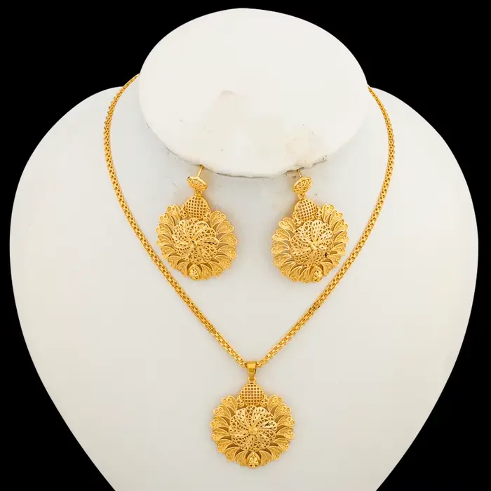 Ensemble de bijoux italiens couleur or pour femmes