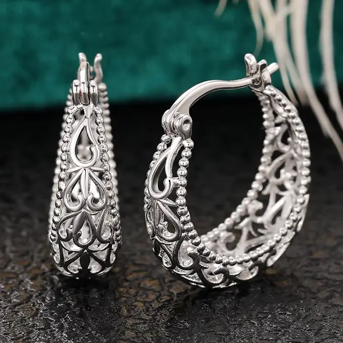 Huretailers-Boucles d'oreilles créoles élégantes pour femmes