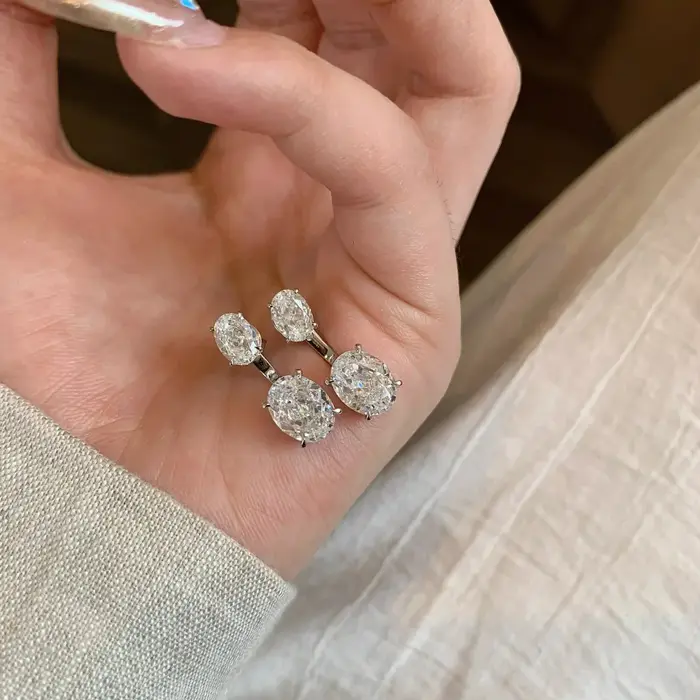 Boucles d'oreilles en Moissonite plaquées en argent 925 pour femmes occasions spéciales soirée mariage elegance geometric design