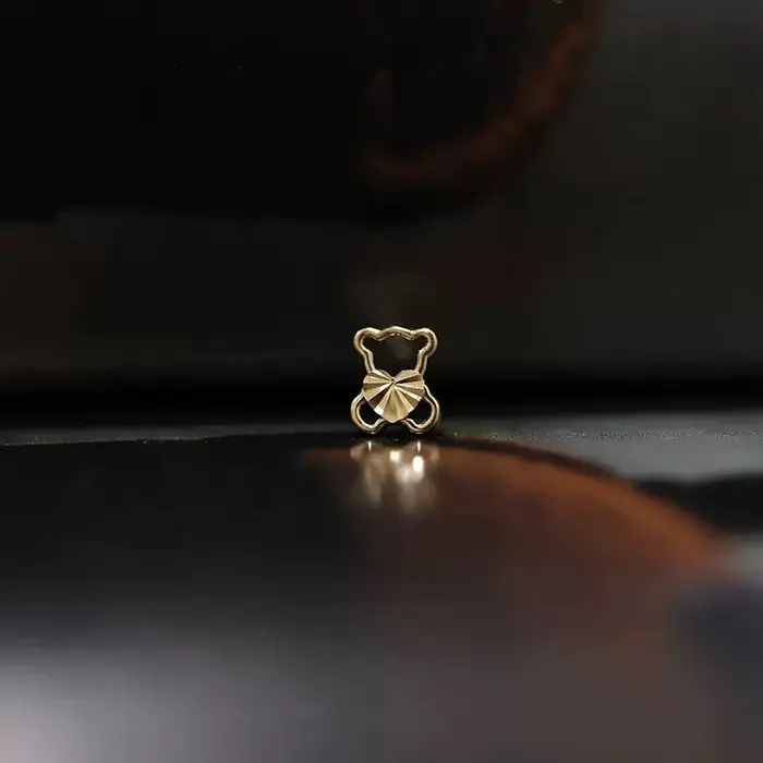 Boucles d'oreilles en argent sterling 925 plaquées or ours mignon forme de cœur pour femmes étudiantes bijoux simples occasion spéciale