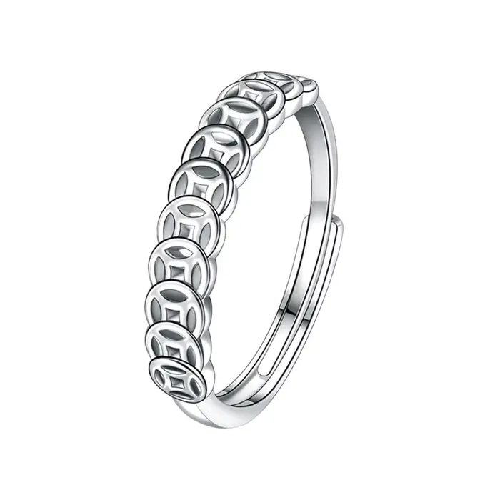 Bague élégante en argent sterling 925 avec pièce de monnaie en cuivre exquise pour hommes et femmes,