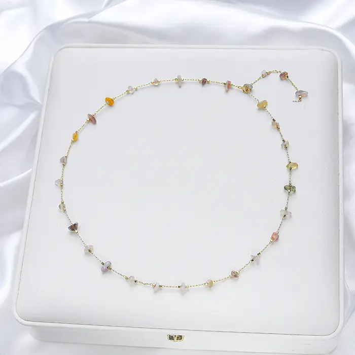 Collier chaîne en pierre naturelle pour femmes, bijoux à la mode sur le cou, ensemble de fête/mariag