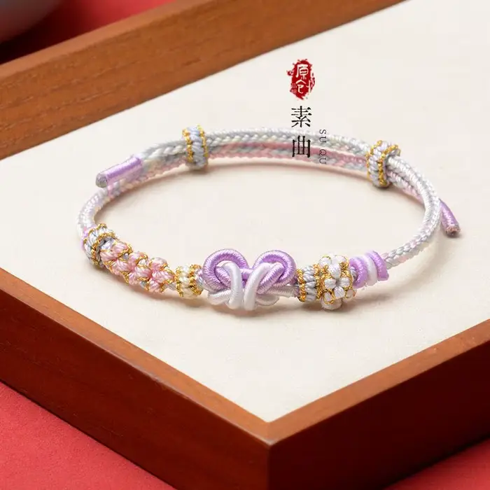 Bracelets Mandala tissés à la main à huit brins, nœud en fleur de pêcher, corde à main pour femmes, 