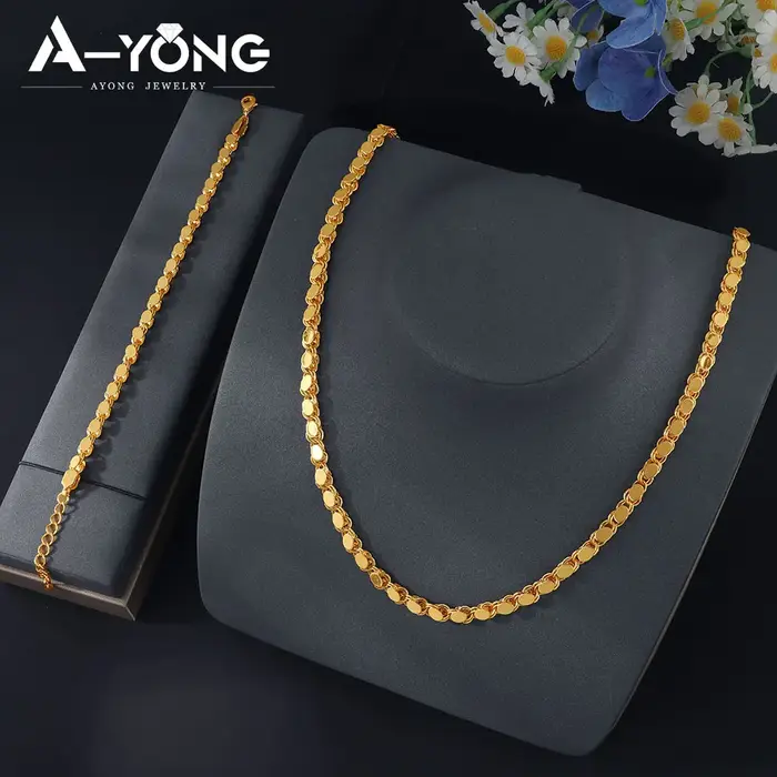 Ensemble de bijoux de mariage en or de dubaï de luxe plaqué or 21 carats