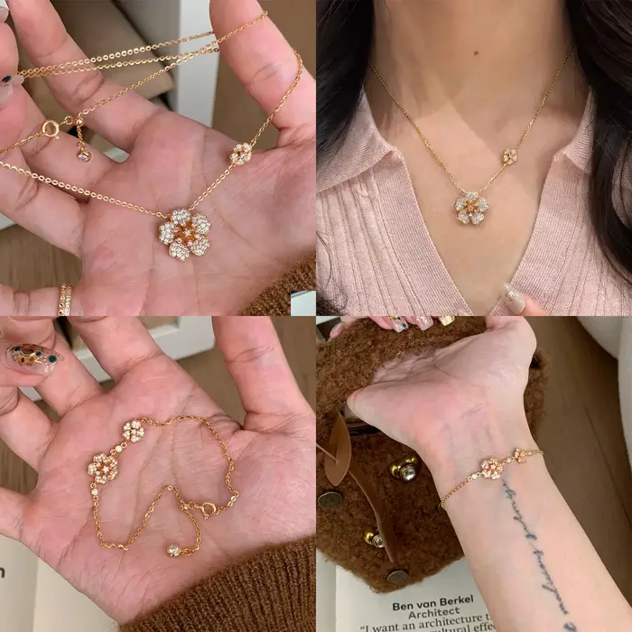 Foyimagination-Ensembles de bijoux de conception de fleurs rétro français pour femmes