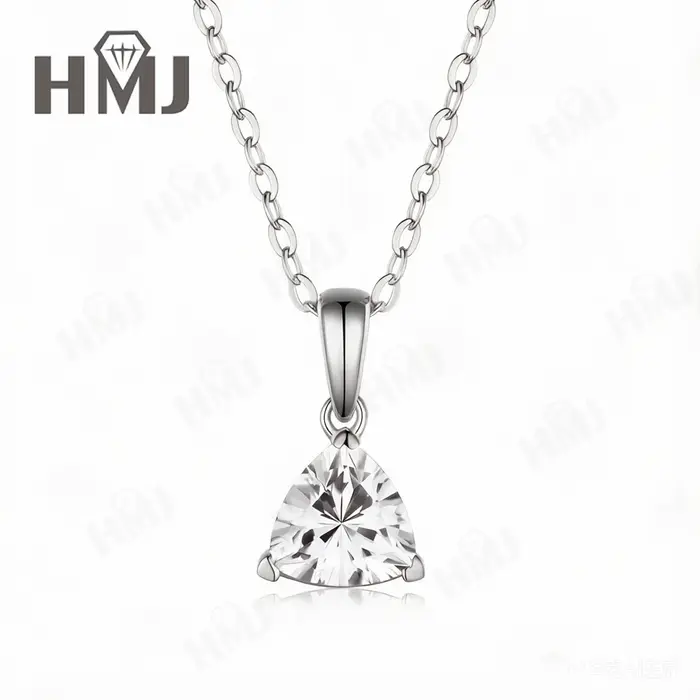 Collier en moissanite véritable taille trillon 1,2 ct, pendentif solitaire en argent sterling 925/or