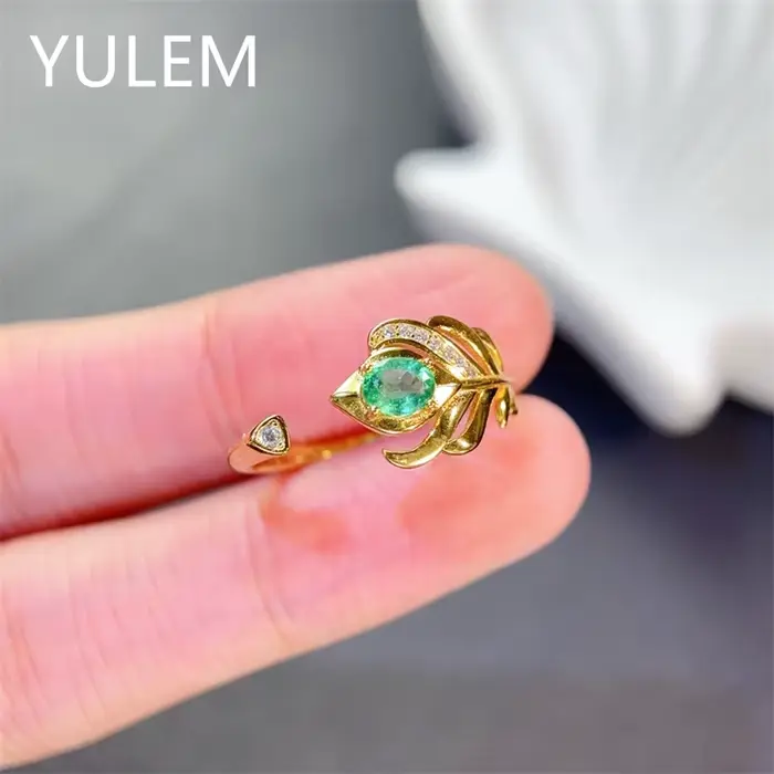 YULEM – émeraude naturelle 4x5mm pour femmes, bague de mariage en argent massif 925, rubis, pour usa