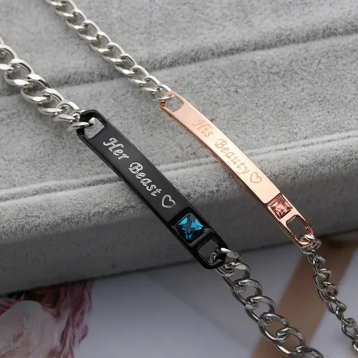 Bracelets de couple en acier inoxydable pour hommes et femmes