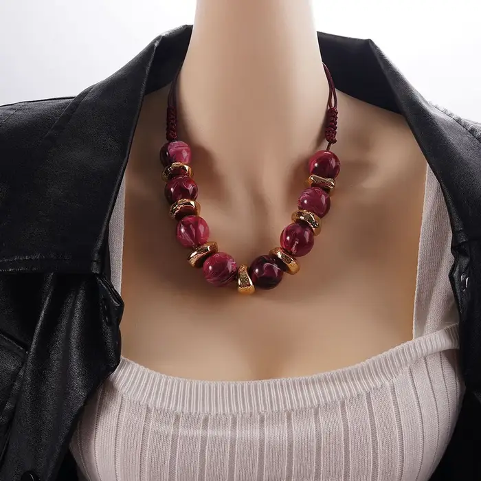 Collier exagéré de Style palais Vintage irrégulier rouge, accessoire de bijoux Unique pour dîner, no