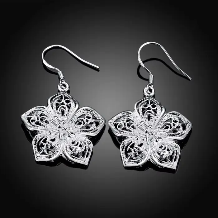 Boucles d'oreilles en argent Sterling 925 pour femmes, bijoux de haute qualité, mode rétro fleurs, cadeaux de luxe