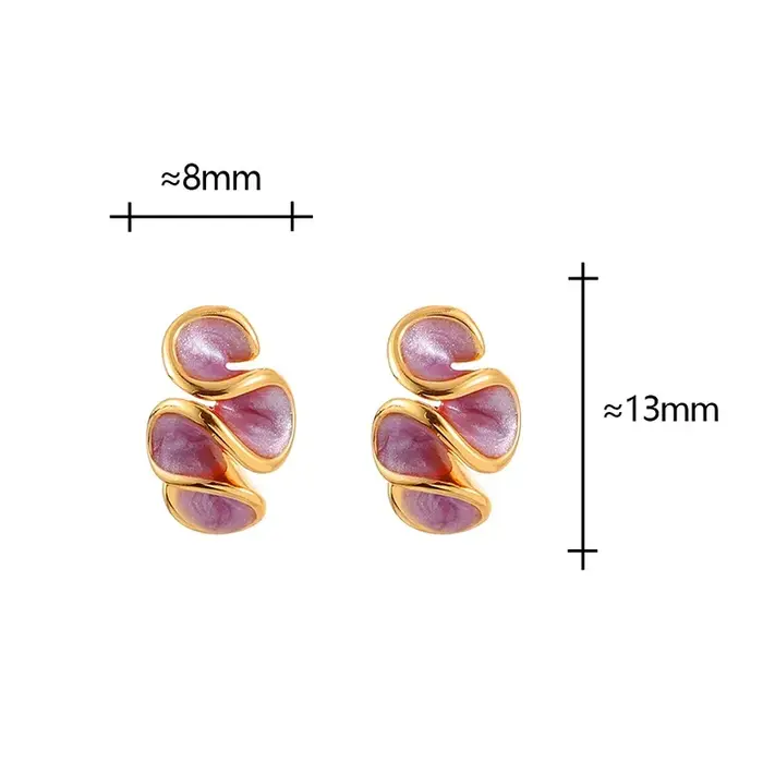 Boucles d'oreilles clous torsadées en émail couleur or pour femme