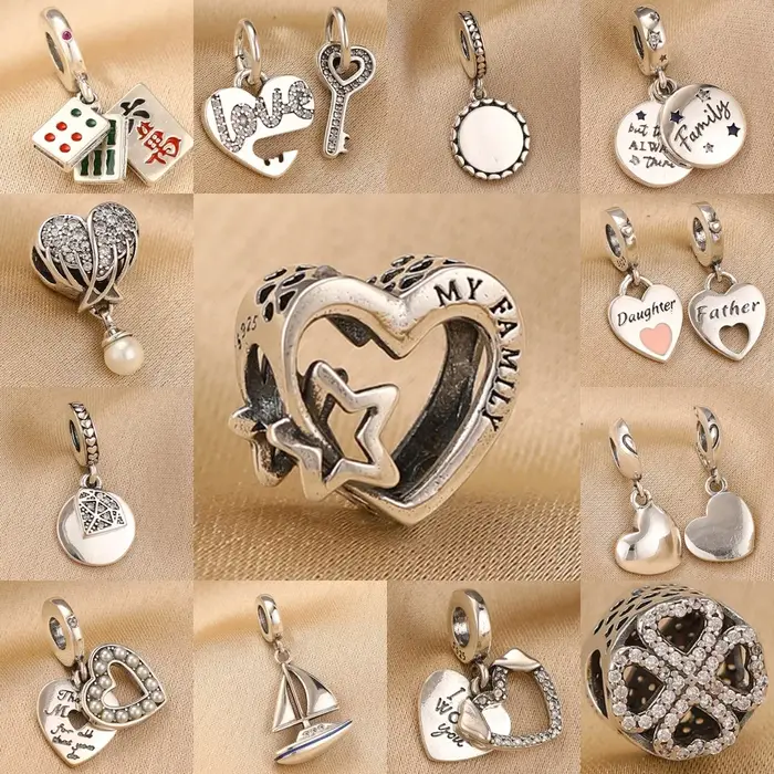 Pendentif en argent 925 forme de coeur avec perle de brebis et fleur de lotus pour bracelet original et bijoux exquis occasions spéciales