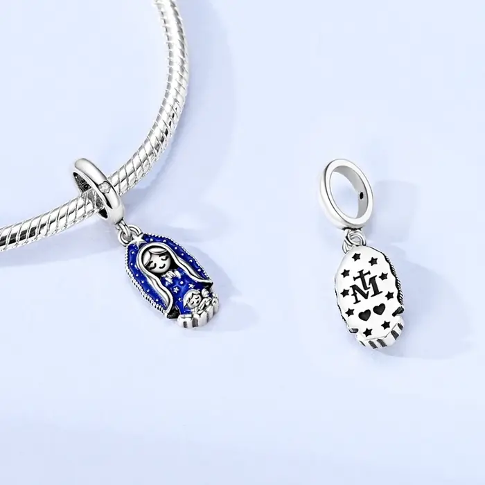 Breloques en argent 925 Saint François Cheval Croix Lumineuse Perles Notre-Dame Pendentif Compatible Bracelets Originaux Femme Bijoux DIY Cadeaux