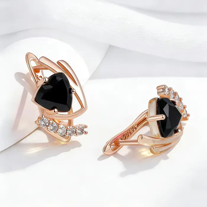 Boucles d'oreilles en pierre noire WBMQDA pour femmes, élégantes et modernes, parfaites pour les occasions spéciales et les cadeaux