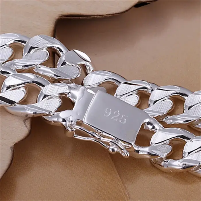 Bracelet en argent sterling 925 pour hommes et femmes, bijoux à la mode, cadeau pour hommes, 10MM ca