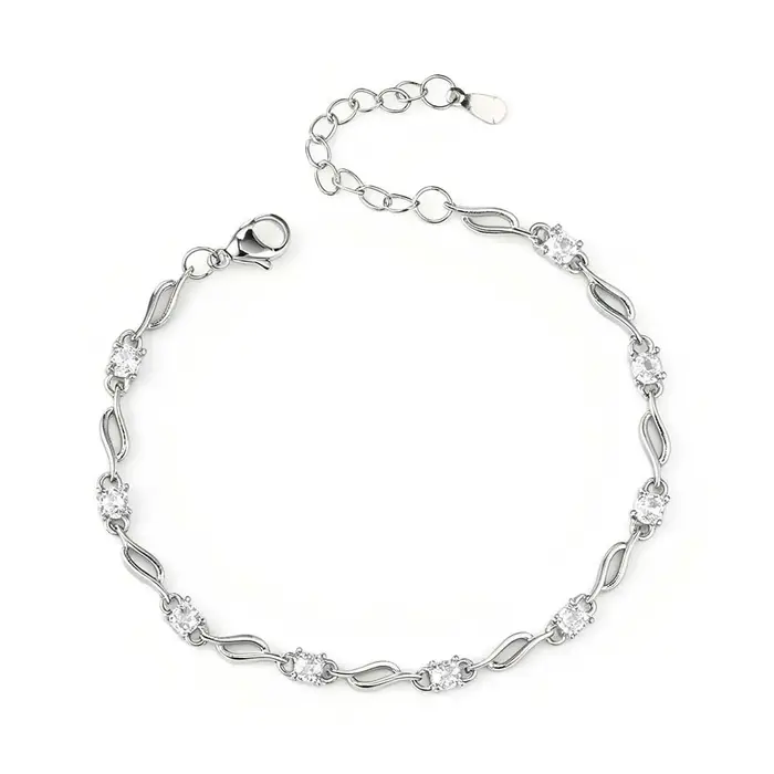 Bracelets en Zircon bleu pour femmes, bijoux élégants de couleur argent, cadeaux d'anniversaire, à p
