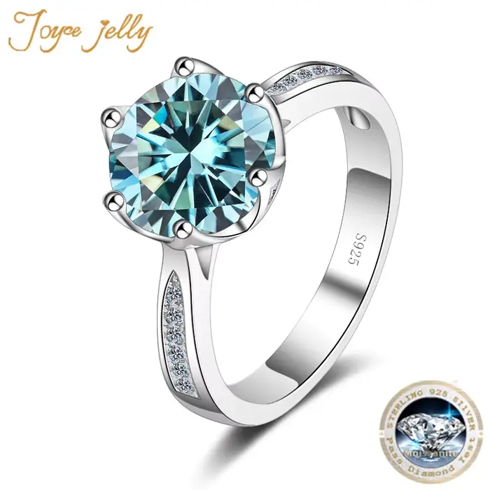 JoyceJelly – bague de luxe en argent Sterling S925, anneau en Moissanite de couleur D 3ct, Design classique à Six griffes, bijoux fins de mariage pour femmes