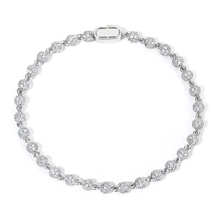 Bracelet en diamant avec perles rondes pour femmes, plaqué or de 4mm, boucle à ressort, accessoires 
