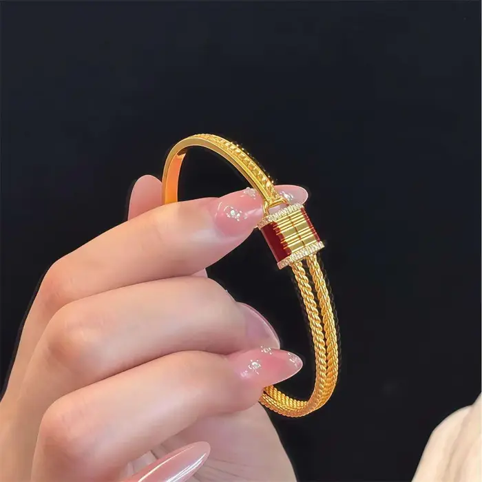 Bracelet deux-en-un en or pur 24 carats AU999 pour femmes
