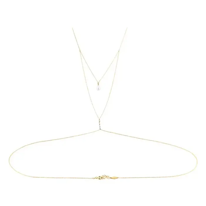 Collier chaîne arrière en perles multicouches pour femmes