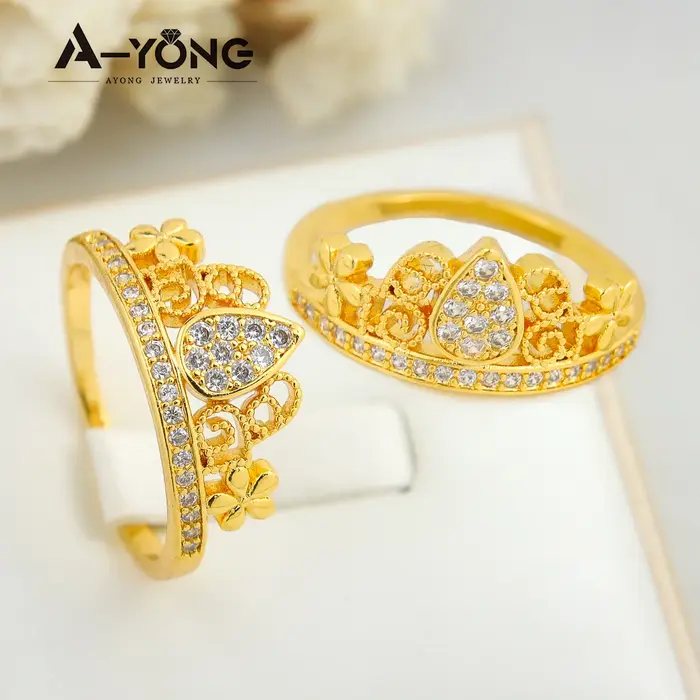 Bague de cocktail plaquée or 21 carats pour femme