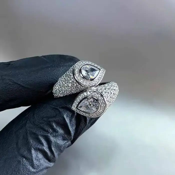 Bague Double goutte d'eau pour femmes, tendance, argent 925 incrusté de diamants, exquise, haut de g