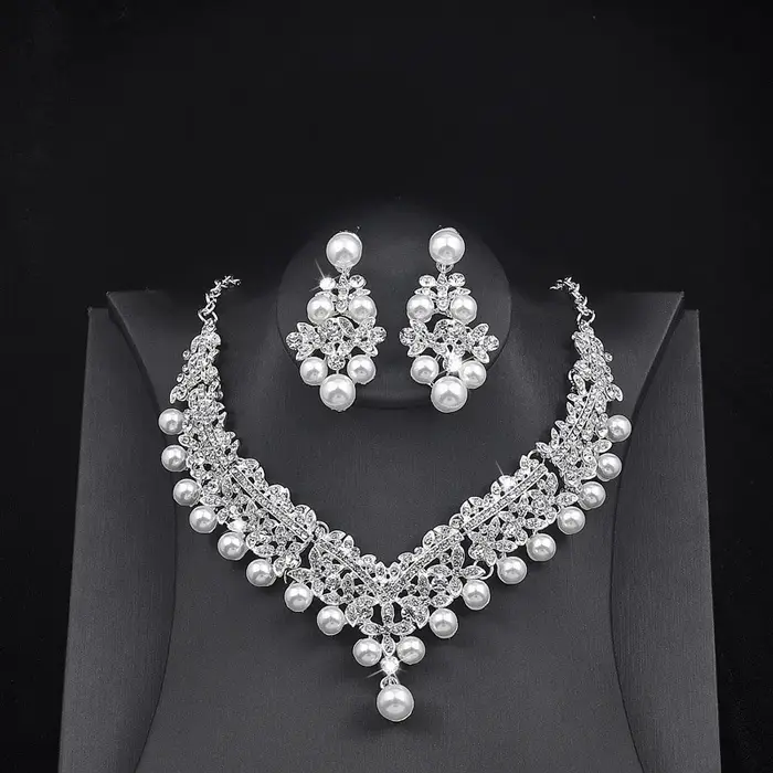 Ensemble de bijoux en perles de cristal pour femmes, diadème et couronne pour patients, boucles d'or