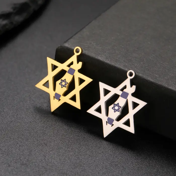 Pendentifs hexagonaux en acier inoxydable étoile de David et goutte d'huile pour colliers bracelets bijoux DIY occasions spéciales