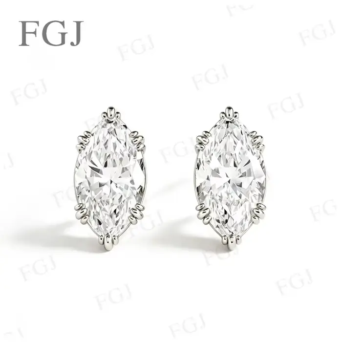 Boucles d'oreilles de luxe en moissanite taille marquise 1ct/2ct couleur D en argent sterling 925, b